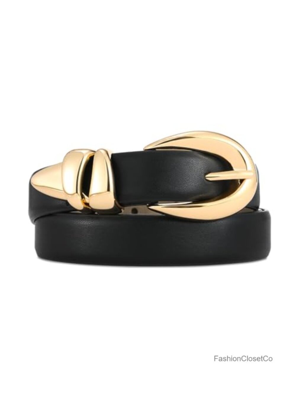 Synthetic Leather Belt with Gold Buckle Adjustable Fit for Jeans Dresses